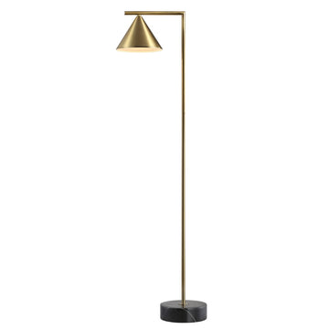 Chelsea 60" Metal/Marble Cone Shade LED Floor Lamp - JONATHAN Y